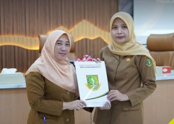 Kepala Dinkes Kota Sukabumi periode sebelumnya Reni Rosyida Muthmainnah (kiri), Plt Kepala Dinkes saat ini Galih Marelia Aggraeni (kanan). Foto: Istimewa.