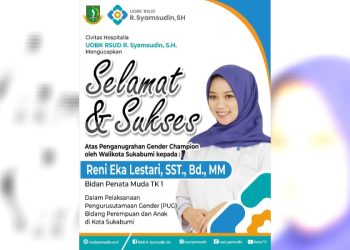 Wali Kota Sukabumi Anugerahi Bidan Penata Muda TK I RSUD R Syamsudin SH Gender Champion