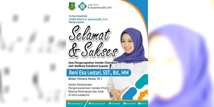 Wali Kota Sukabumi Anugerahi Bidan Penata Muda TK I RSUD R Syamsudin SH Gender Champion