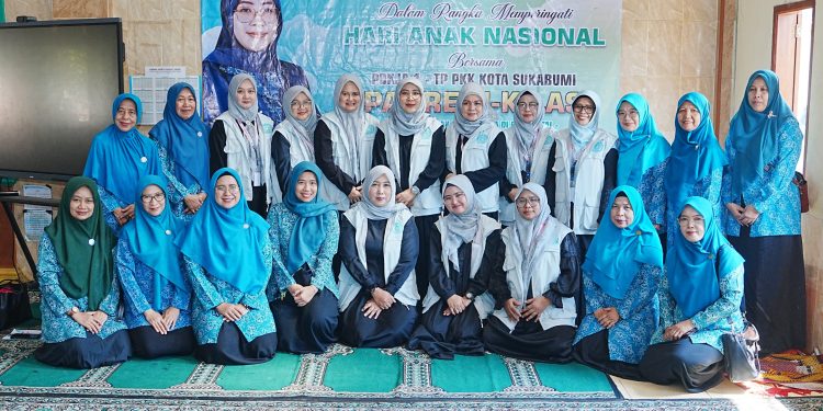 Para Pengurus Pokja 1 Kota Sukabumi saat kegiatan acara Hari Anak Nasional di YPI Al-Amien di Jalan Sarasa, Cibereum, Kota Sukabumi (23/06/0/2026)